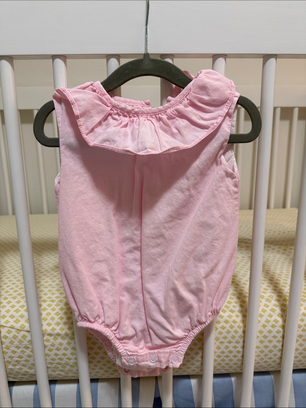Sleeveless Pink Ruffle-Trim Baby Bodysuit